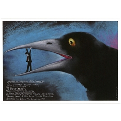 Polish poster designed by artist Andrzej Pagowski in 1987.  It has now been turned into a post card size 4.75" x 6.75" - 12cm x 17cm.