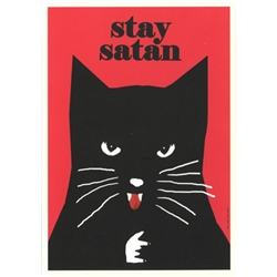 Post Card: Stay Satan, Polish Poster designed by Jakub Zasada It has now been turned into a post card size 4.75" x 6.75" - 12cm x 17cm.