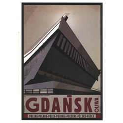 Post Card: Gdansk Oliwa, Polish Promotion Poster. Polish poster designed by artist Ryszard Kaja to promote tourism to Poland. 
It has now been turned into a post card size 4.75" x 6.75" - 12cm x 17cm.