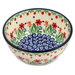 Polish Pottery 5" Ice Cream Bowl. Hand made in Poland and artist initialed.