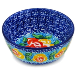 Polish Pottery 5" Ice Cream Bowl. Hand made in Poland. Pattern U1481 designed by Agnieszka Damian.