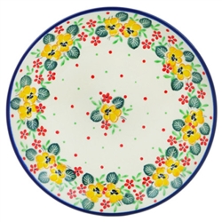 Polish Pottery 8" Dessert Plate. Hand made in Poland and artist initialed.