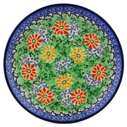 Polish Pottery 8" Dessert Plate. Hand made in Poland. Pattern U1740 designed by Zofia Spychalska.