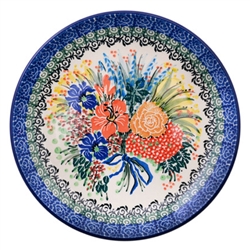 Polish Pottery 8" Dessert Plate. Hand made in Poland. Pattern U2874 designed by Teresa Liana.