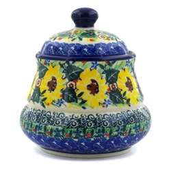 Polish Pottery 5" Covered Container. Hand made in Poland. Pattern U4743 designed by Maria Starzyk.