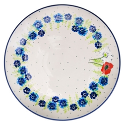 Polish Pottery 10.5" Dinner Plate. Hand made in Poland and artist initialed.