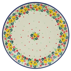 Polish Pottery 10.5" Dinner Plate. Hand made in Poland and artist initialed.