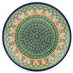 Polish Pottery 10.5" Dinner Plate. Hand made in Poland. Pattern U690 designed by Janina Palka.