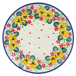 Polish Pottery 6" Bread & Butter Plate. Hand made in Poland and artist initialed.