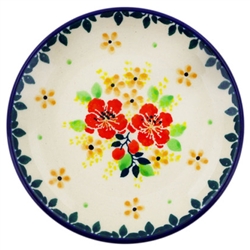 Polish Pottery 4" Plate. Hand made in Poland and artist initialed.