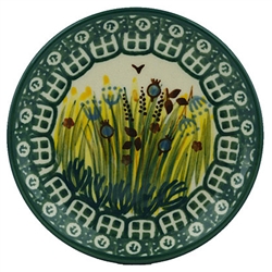 Polish Pottery 4" Plate. Hand made in Poland. Pattern U1416 designed by Krystyna Dacyszyn.