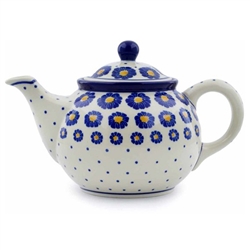 Polish Pottery 30 oz. Teapot. Hand made in Poland and artist initialed.