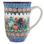 Polish Pottery 17 oz. Bistro Mug. Hand made in Poland. Pattern U4025 designed by Teresa Liana.