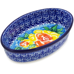 Polish Pottery 6" Baking Dish. Hand made in Poland. Pattern U1481 designed by Agnieszka Damian.