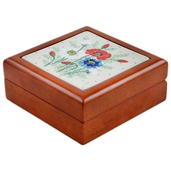 Polish Pottery 5.5" Jewelry Box. Hand made in Poland. Pattern U4968 designed by Maria Starzyk.