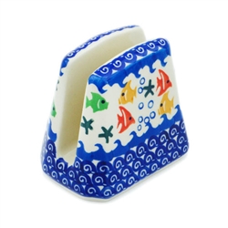 Polish Pottery 4" Napkin Holder. Hand made in Poland and artist initialed.