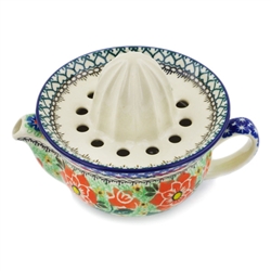 Polish Pottery 6.5" Juice Reamer with Bowl. Hand made in Poland. Pattern U1554 designed by Teresa Andrukiewicz.