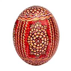 This beautifully designed duck egg is hand painted by master folk artist Krystyna Szkilnik from Opole, Poland. The painting is done in the traditional style from Opole. Signed and dated (2018) by the artist.