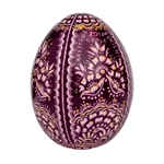 Hand Painted Opole Style Duck Egg - Violet And Gold