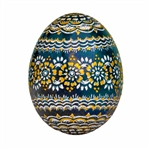 Hand Painted Opole Style Duck Egg - Teal And Gold