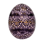 Hand Painted Opole Style Duck Egg - Violet And Gold