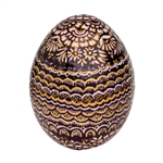 Hand Painted Opole Style Duck Egg - Black And Gold