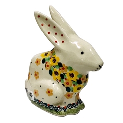 Polish Pottery 5" Rabbit Figurine. Hand made in Poland. Pattern U4726 designed by Teresa Liana.