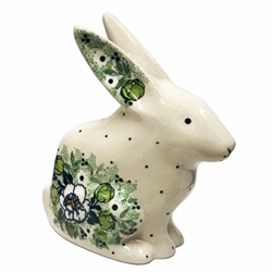 Polish Pottery 5" Rabbit Figurine. Hand made in Poland. Pattern U4749 designed by Maria Starzyk.