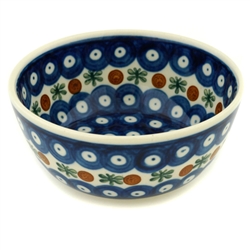 Polish Pottery 5" Ice Cream Bowl. Hand made in Poland and artist initialed.