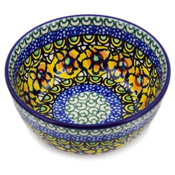 Polish Pottery 5" Ice Cream Bowl. Hand made in Poland. Pattern U294 designed by Maryla Iwicka.