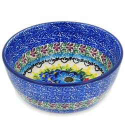 Polish Pottery 5" Ice Cream Bowl. Hand made in Poland. Pattern U4558 designed by Teresa Liana.