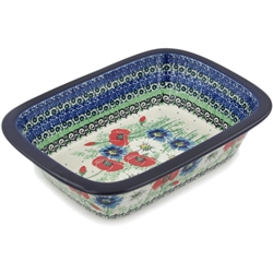 Polish Pottery 10" Rectangular Baker. Hand made in Poland. Pattern U4968 designed by Maria Starzyk.