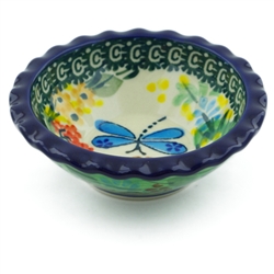 Polish Pottery 3.5" Tart Dish. Hand made in Poland. Pattern U2021 designed by Teresa Liana.