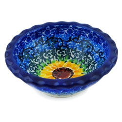 Polish Pottery 3.5" Tart Dish. Hand made in Poland. Pattern U4739 designed by Teresa Liana.