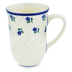Polish Pottery 17 oz. Bistro Mug. Hand made in Poland and artist initialed.