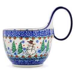 Polish Pottery 14 oz. Soup Bowl with Handle. Hand made in Poland. Pattern U4661 designed by Teresa Liana.