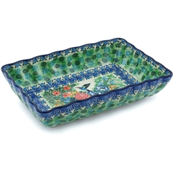 Polish Pottery 11" Baking/Serving Dish. Hand made in Poland. Pattern U3271 designed by Teresa Liana.