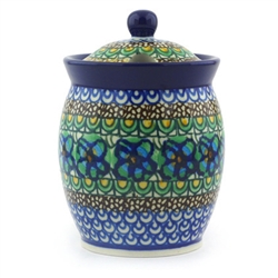 Polish Pottery 5.5" Jar with Lid. Hand made in Poland. Pattern U151 designed by Maryla Iwicka.
