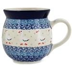 Polish Pottery 16 oz. Bubble Mug. Hand made in Poland and artist initialed.