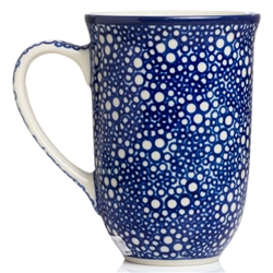 Polish Pottery 17 oz. Bistro Mug. Hand made in Poland. Pattern U4876 designed by Jacek Chyla.