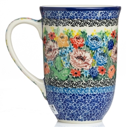 Polish Pottery 17 oz. Bistro Mug. Hand made in Poland. Pattern U4863 designed by Teresa Liana.