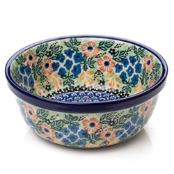 Polish Pottery 6" Cereal/Berry Bowl. Hand made in Poland. Pattern U2501 designed by Zofia Supernak.