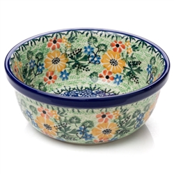 Polish Pottery 6" Cereal/Berry Bowl. Hand made in Poland. Pattern U2690 designed by Barbara Makiela.