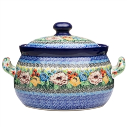 Polish Pottery 11" Soup Tureen. Hand made in Poland. Pattern U4863 designed by Teresa Liana.