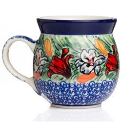 Polish Pottery 6 oz. Bubble Mug. Hand made in Poland. Pattern U4236 designed by Ewa Karbownik.