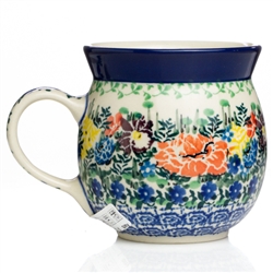 Polish Pottery 6 oz. Bubble Mug. Hand made in Poland. Pattern U4583 designed by Maria Starzyk.