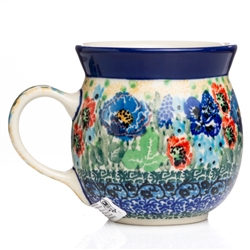 Polish Pottery 6 oz. Bubble Mug. Hand made in Poland. Pattern U4375 designed by Teresa Liana.