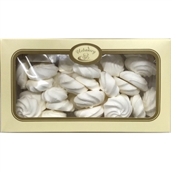 Each box contains about 24 meringues, made from eggs, sugar and aroma.  To be honest these cookies have the consistency of chalk but on the bright side they do melt in your mouth.