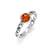 Petite size honey amber set in a braided design band of sterling silver.