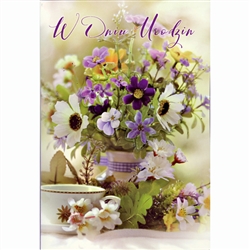 Polish Birthday Greeting Card with pop-up flower inside.  This card is only in Polish language.